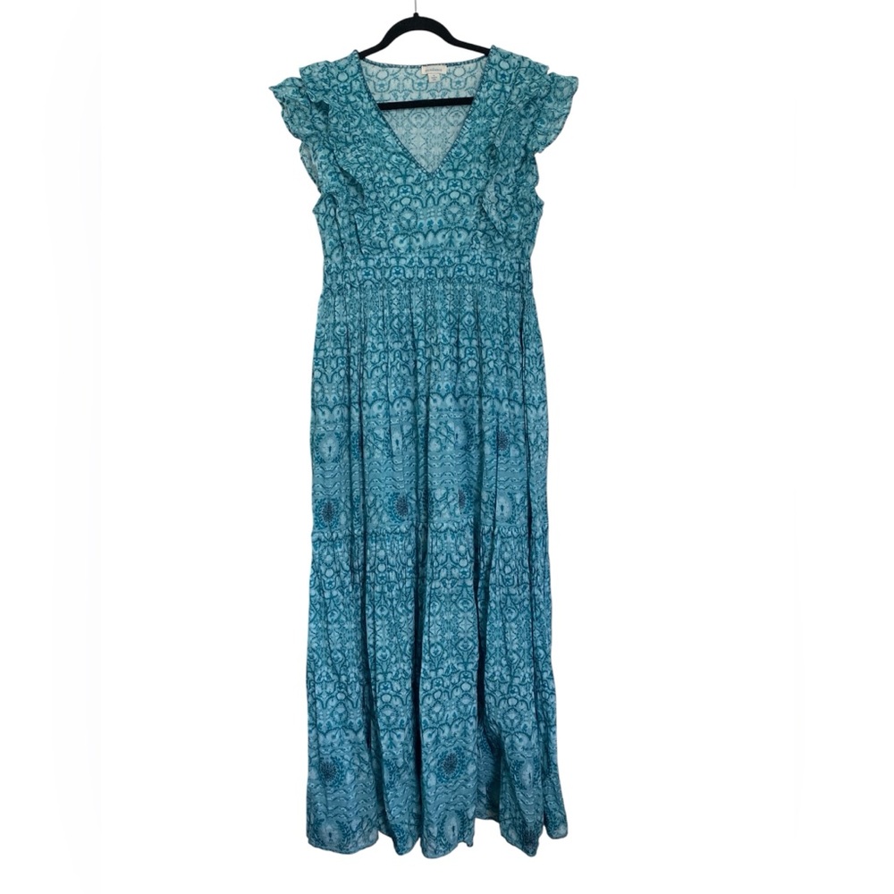 Sundance 100% Cotton Raffles Floral Long Dress Bohemian Size Small